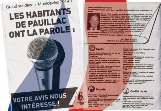 Un "questionnaire" déposé par le FN dans les boîtes aux lettres des Pauillacais.