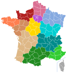 La nouvelle carte des 13 régions adoptée par l'Assemblée nationale (Carte Wikipedia)