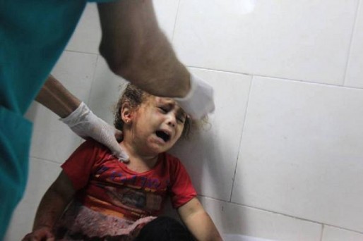 Enfant blessé à Gaza le 15 juillet 2014 (DR)