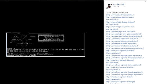 Capture écran de la page Facebook de Fallaga_Team qui revendique l'attaque des sites aquitains