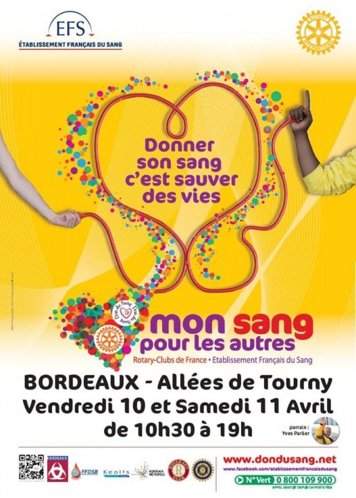 L'opération "Mon sang pour les autres", qui collecte du sang dans une ambiance festive, se déroule vendredi 10 et samedi 11 avril aux allées de Tourny, à Bordeaux.