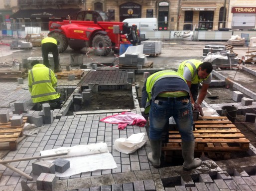 La place Saint-Michel en travaux, mars 2014 (WS/Rue89 Bordeaux)