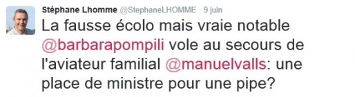 Le tweet de Stéphane Lhomme jugé sexiste et nauséabond (DR)