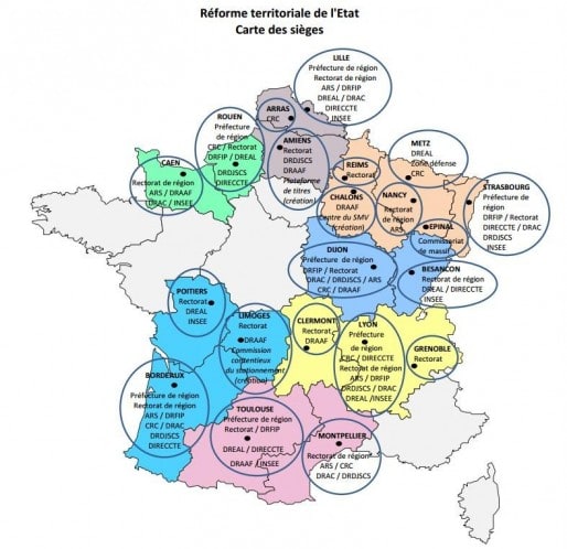 Le gouvernement a publié ce vendredi la carte des capitales et sièges. (Préfecture de Gironde)