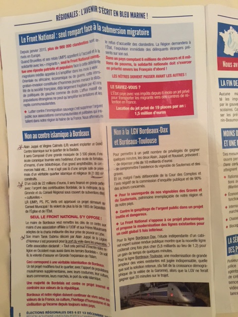 Le tract du Front national
