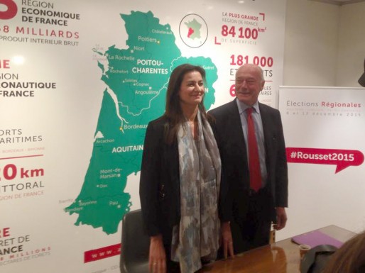 Françoise Coutant et Alain Rousset lors de l'annonce de la fusion des deux listes (page facebook (Alain Rousset)