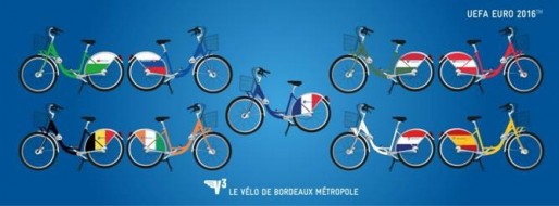 Des vélos en libre service V3 seront aux couleurs des équipes jouant à Bordeaux (DR)