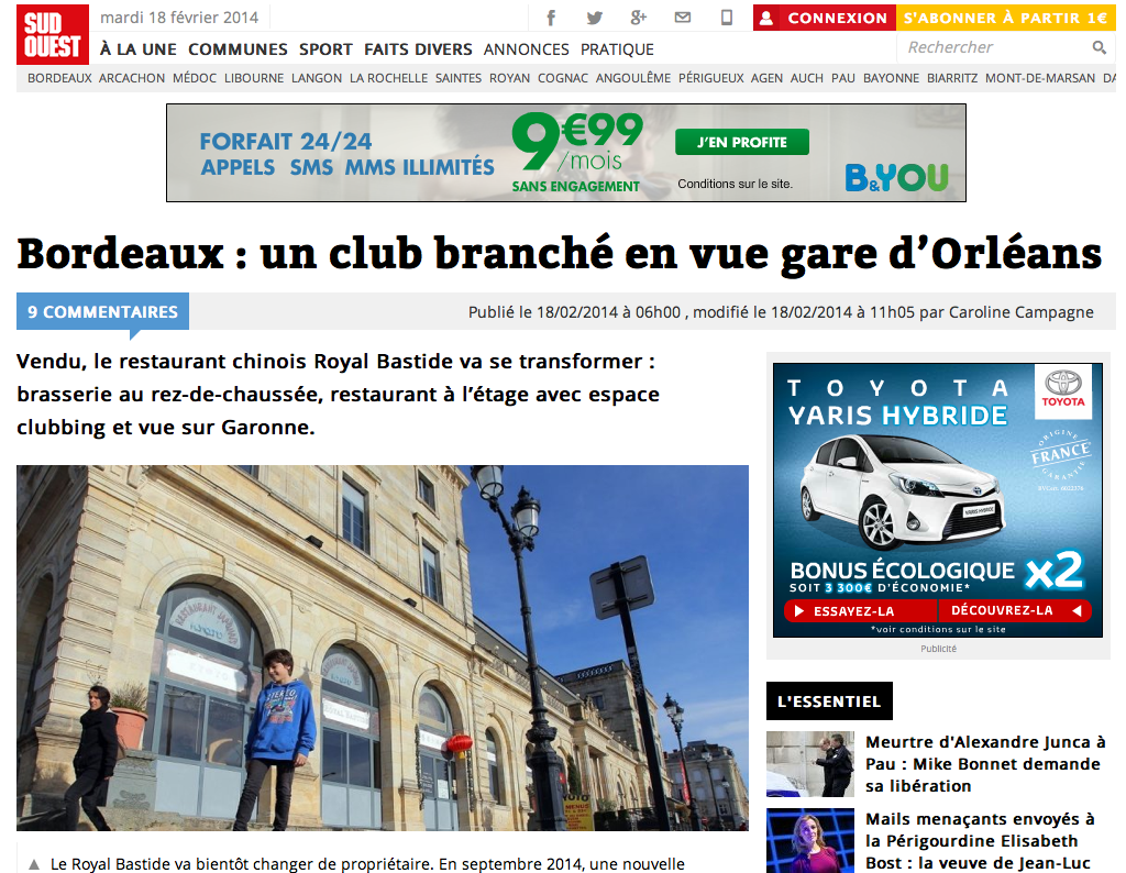 Bastide : un club branché arrive en gare d’Orléans