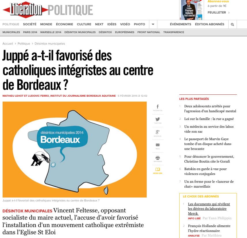 Juppé a-t-il favorisé des catholiques intégristes à Bordeaux ?
