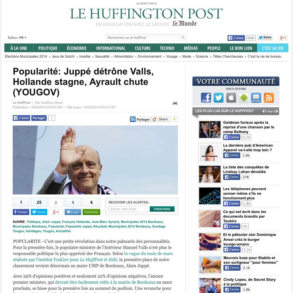 Un nouveau sondage désigne Juppé personnalité politique préférée des Français