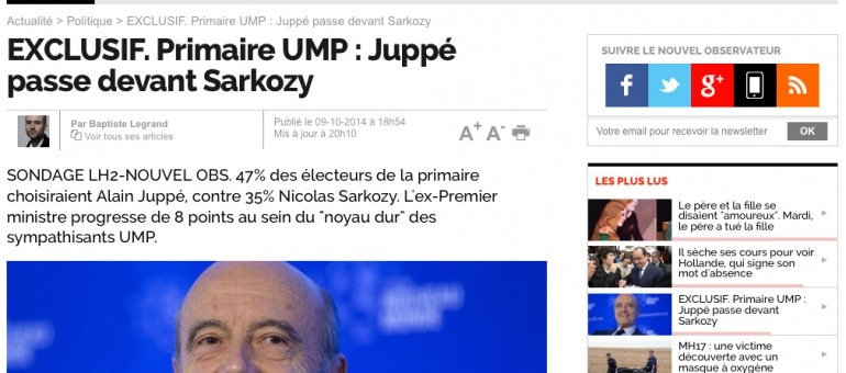 Sondage : Juppé devant Sarkozy pour les primaires UMP