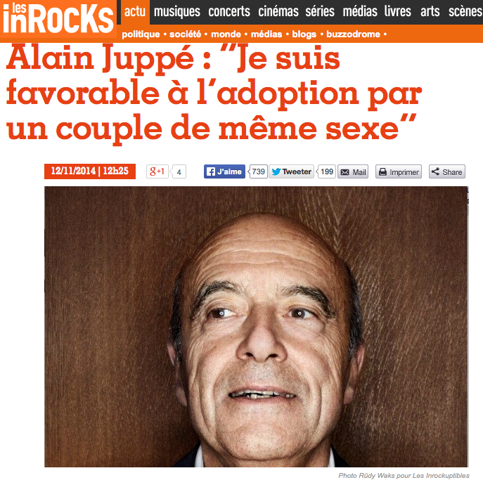 Juppé favorable à l’adoption par les couples homos