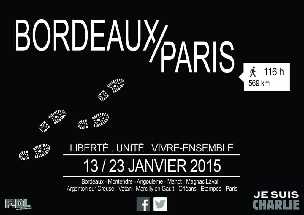 La marche des lycéens de Bordeaux à Paris pour la liberté et le vivre-ensemble