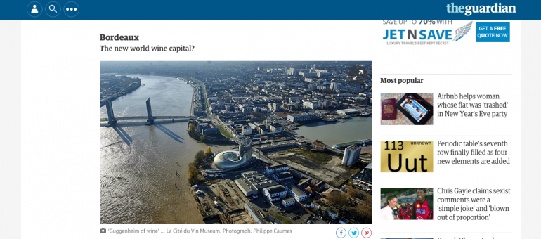 Bordeaux, une destination phare en 2016 pour le Guardian