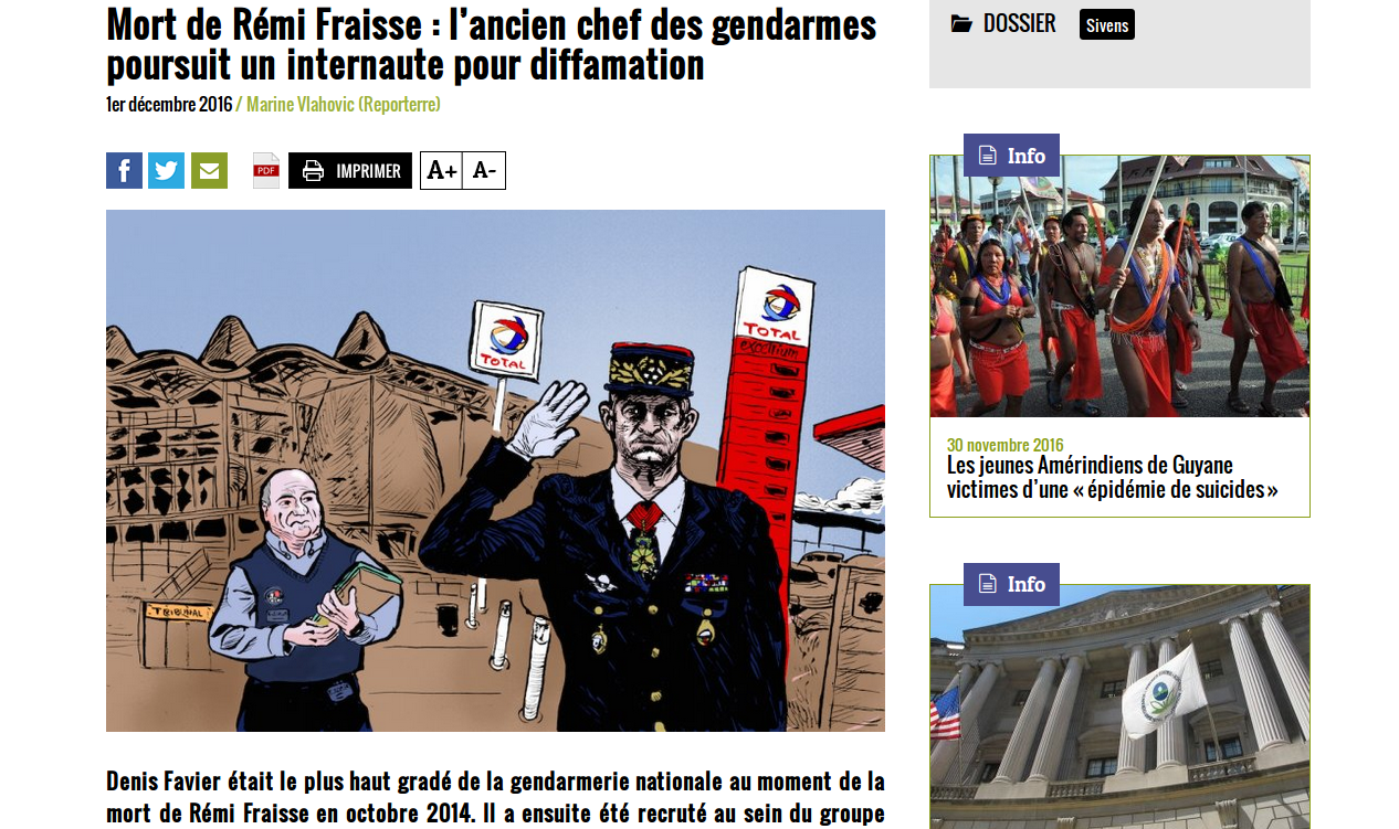 L’ex chef des gendarmes poursuit un Girondin pour deux posts Facebook sur Rémi Fraisse
