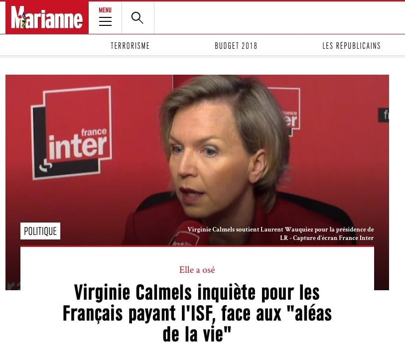 Marianne allume Virginie Calmels, inquiète pour les Français qui payent l’ISF
