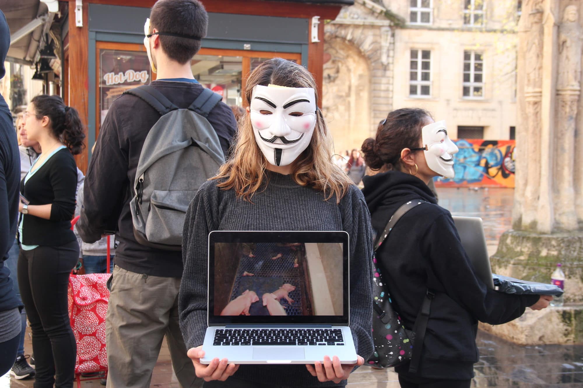 Des Anonymous bordelais dans la rue contre la maltraitance animale