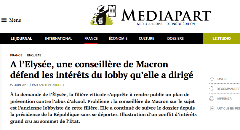 L’ancienne directrice des Côtes de Bordeaux et conseillère de Macron suspectée de conflit d’intérêts