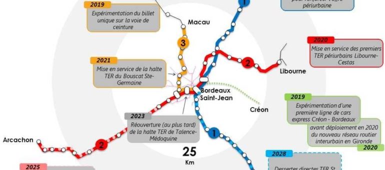 Voici le plan du futur RER métropolitain de Bordeaux