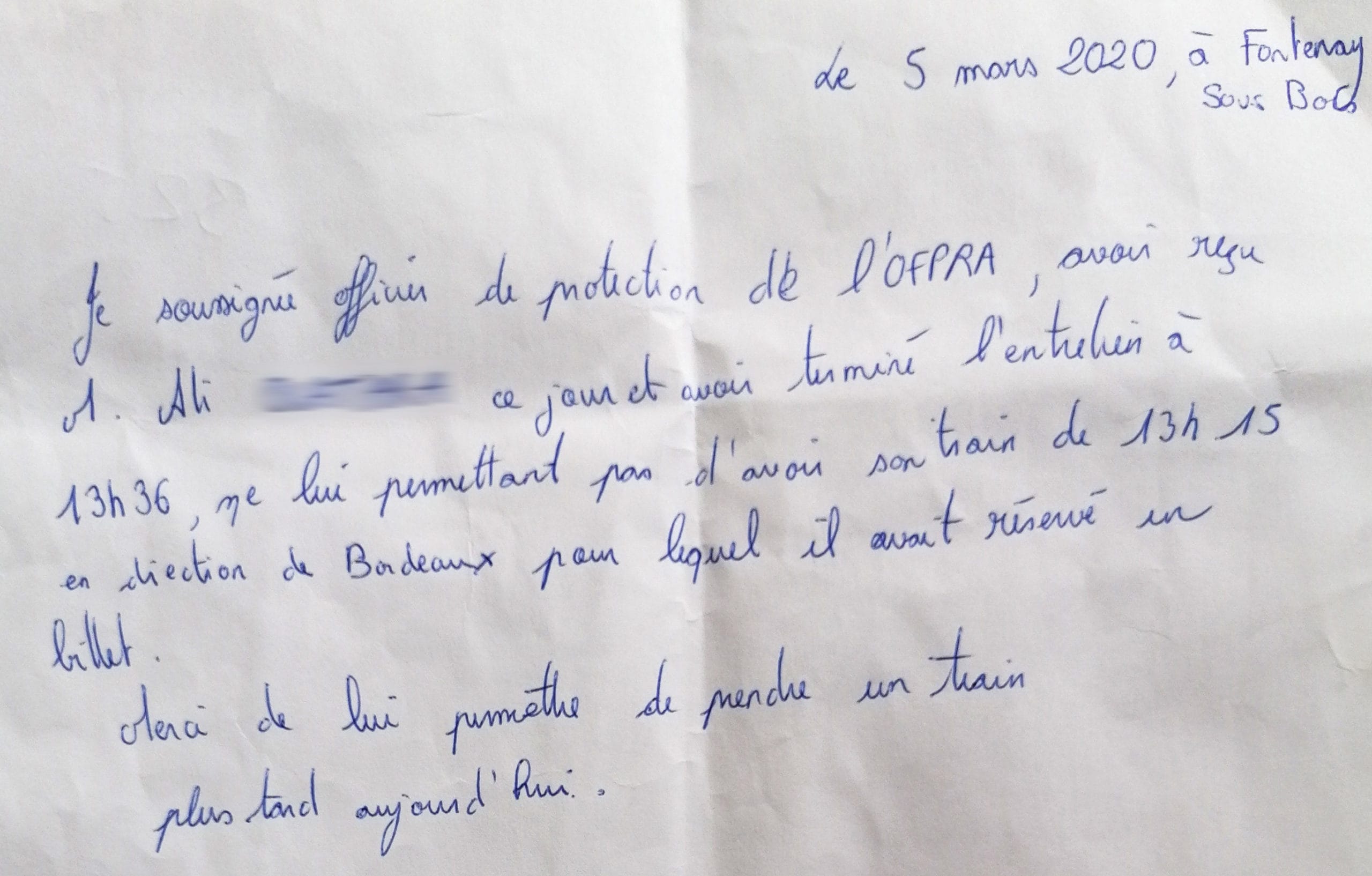 Un demandeur d’asile trompé par une « attestation » de l’Ofpra et verbalisé dans le TGV