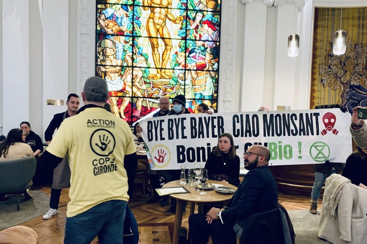 Du vin bio servi au bar du CIVB par des militants écolos pour dénoncer les pesticides