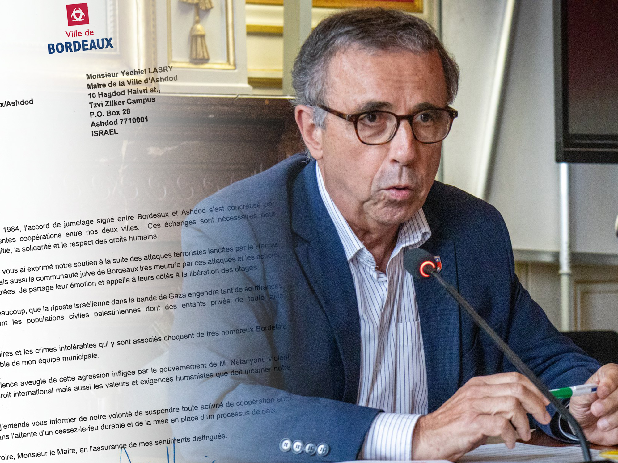 Bordeaux suspend « toute activité de coopération » avec Ashdod dans l’attente d’un cessez-le-feu