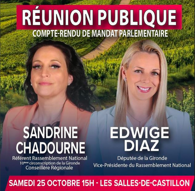 Dispensée par le médecin d’Assemblée nationale, Edwige Diaz en campagne en Gironde